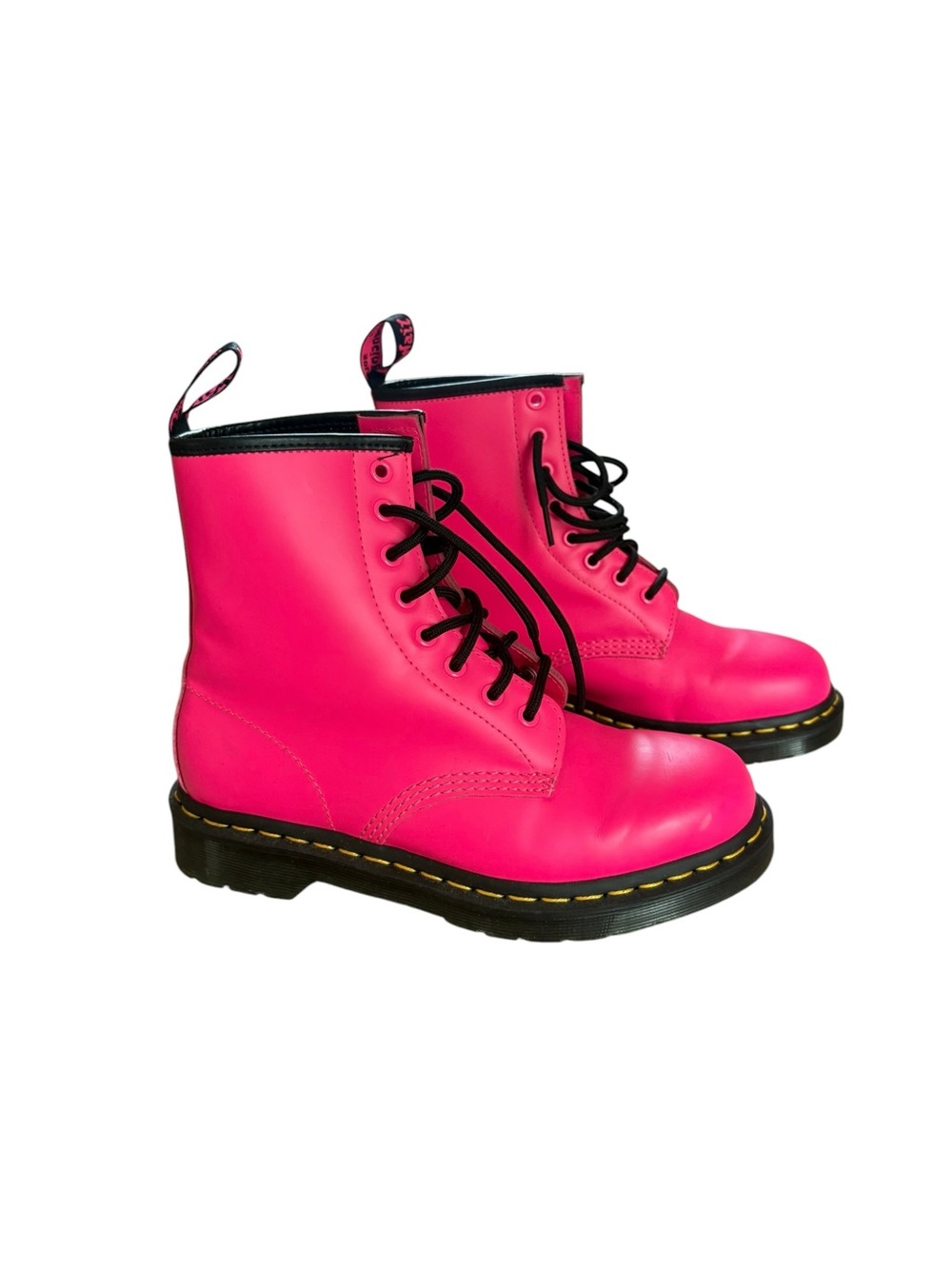 Dr Doc Martens 1460 Smooth Leather Lace  Up Boots Womens Size 7 Hot Pink